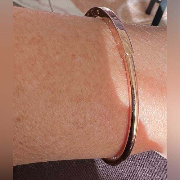 New Pandora Rose Gold Plated Gorgeous Signature I-D Open Bangle 6.9 inches - Picture 10 of 10